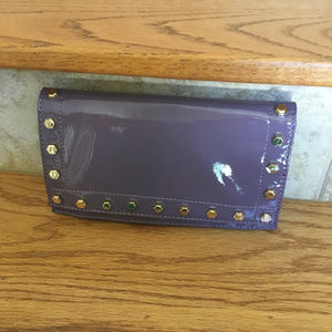 Zac Posen New York, Z Spoke Patent Purple Clutch